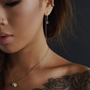 NWOT Mejuri solid gold threaded earrings (pair)